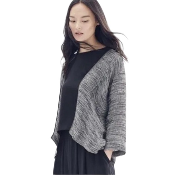 EILEEN FISHER Organic Linen Silk Kimono Open Front Cardigan Jacket Size Small - Picture 13 of 16